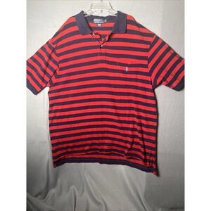 Polo Ralph Lauren Mens 2XB Blue &‎ Red Striped SS Polo Pullover Shirt W/ Pocket